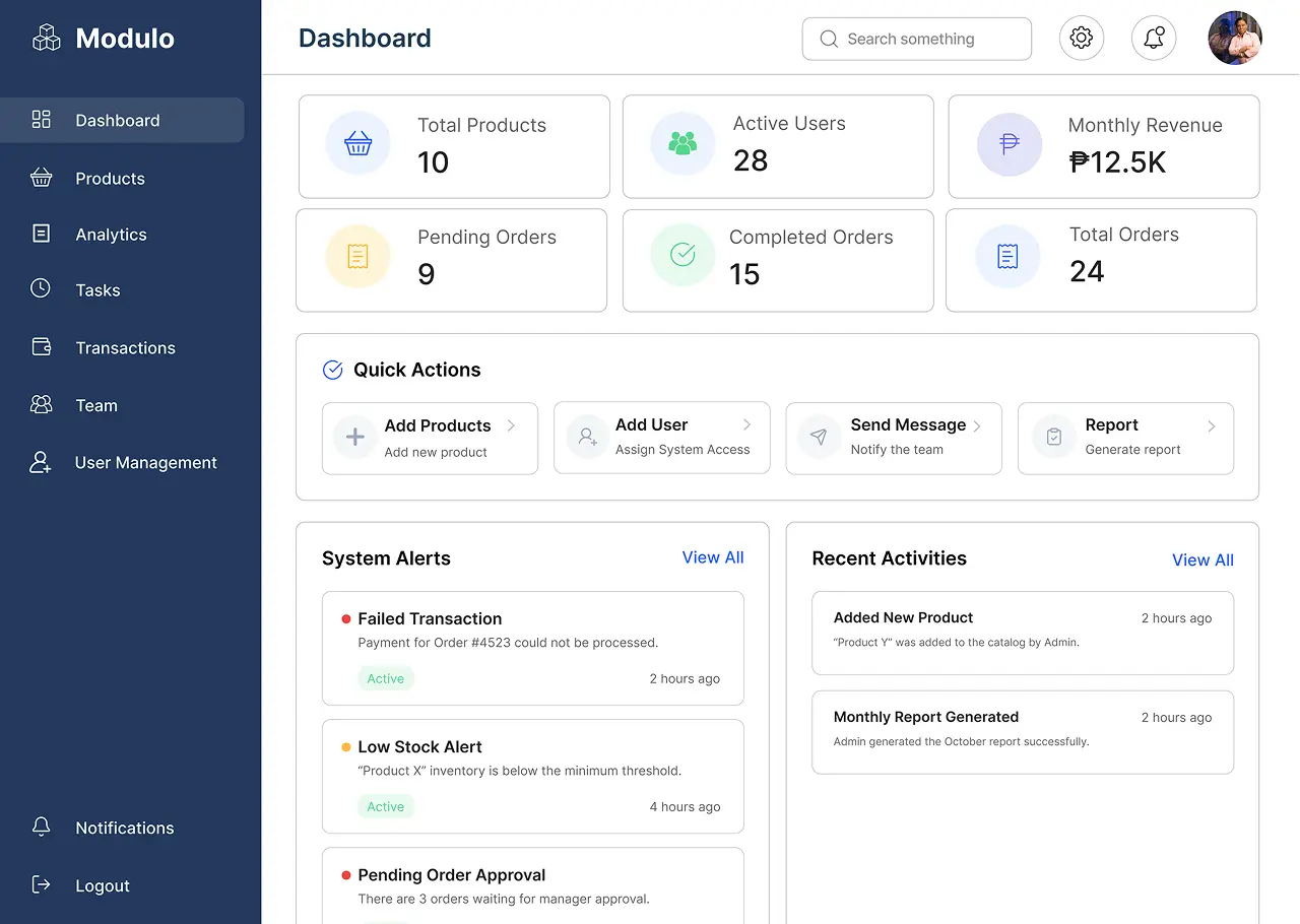 Modulo Platform Dashboard