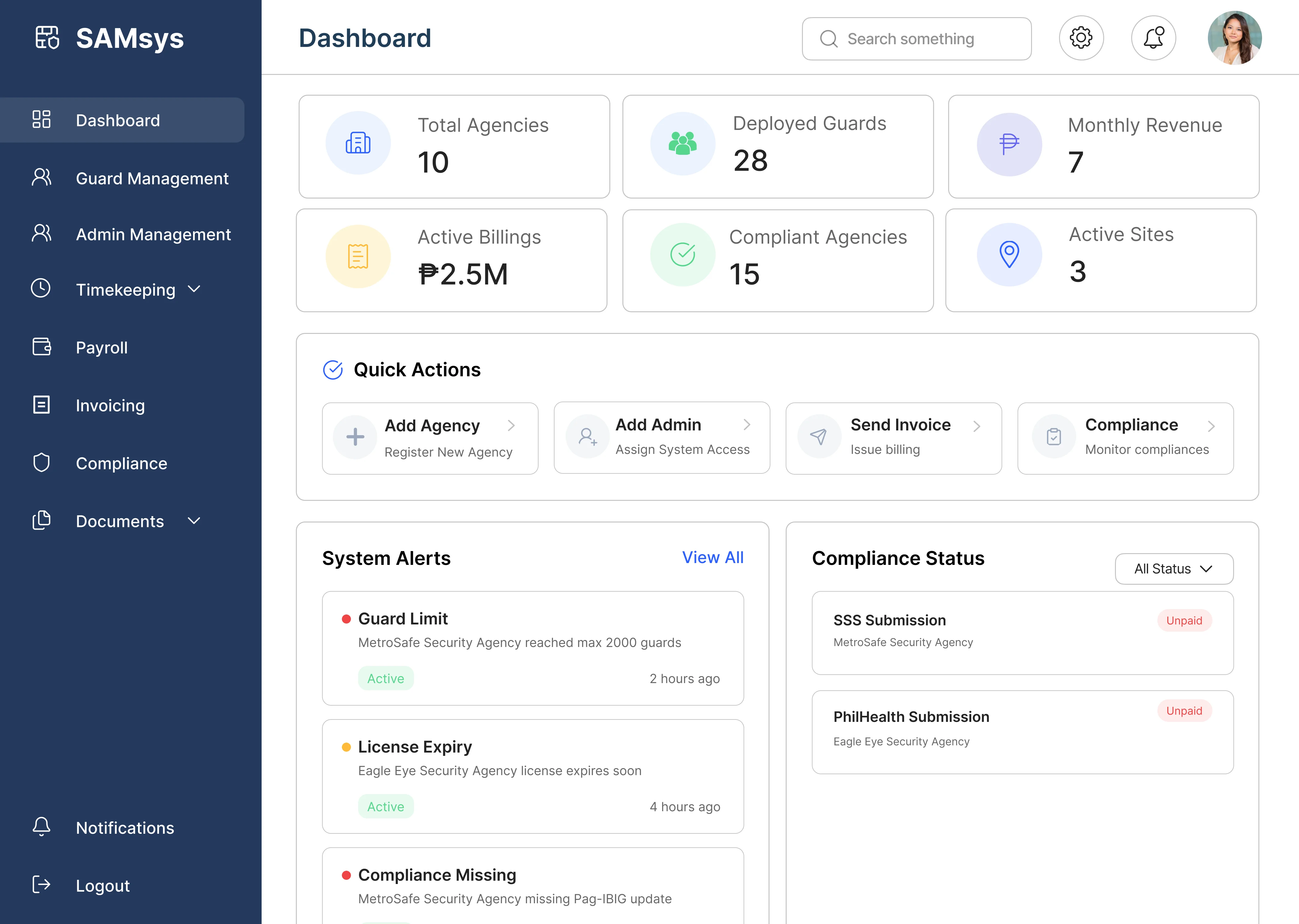 Samsys Owner Dashboard